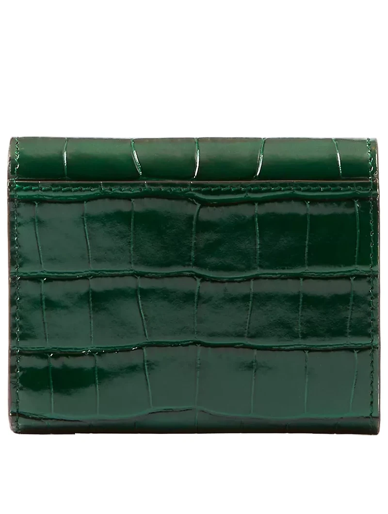 Embossed Leather Tb Compact Wallet