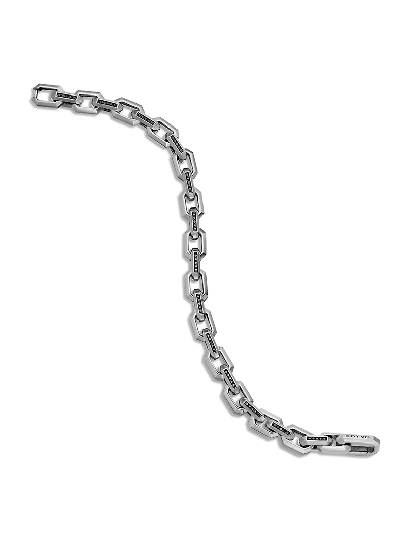Streamline® Heirloom Chain Link Bracelet Sterling Silver With Pavé Black Diamonds, 7.5mm