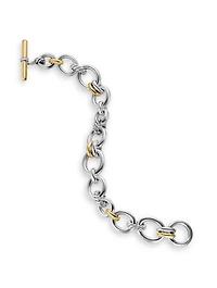 Dy Mercer® Chain Bracelet Sterling Silver With 18k Yellow Gold And Diamonds, 8mm