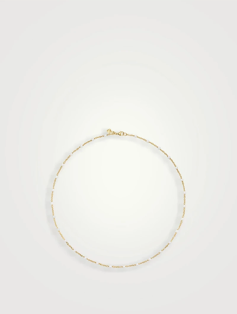 Pearl Classics Station Necklace 18k Yellow Gold, 3.5mm