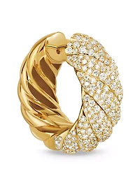 Sculpted Cable Hoop Earrings In 18k Yellow Gold With Diamonds