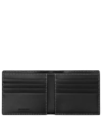 Check And Leather Bifold Wallet