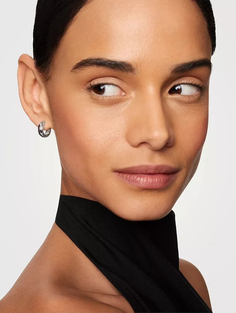 Dy Mercer® Micro Hoop Earrings In Sterling Silver, 13.4mm