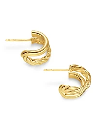 Dy Mercer® Double Hoop Huggie Earrings In 18k Yellow Gold, 13.5mm