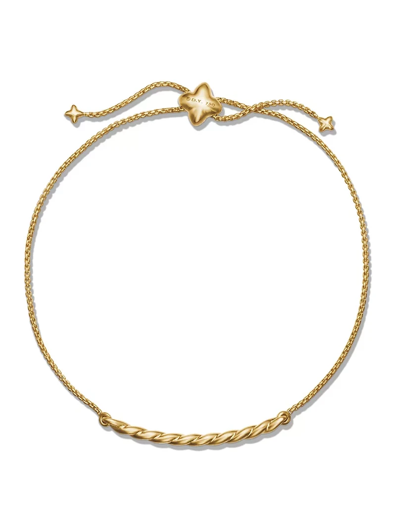 Petite Station Chain Bracelet In 18k Yellow Gold, 1mm