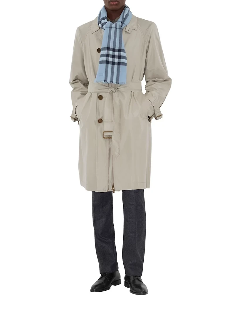 Wide Check Wool Scarf