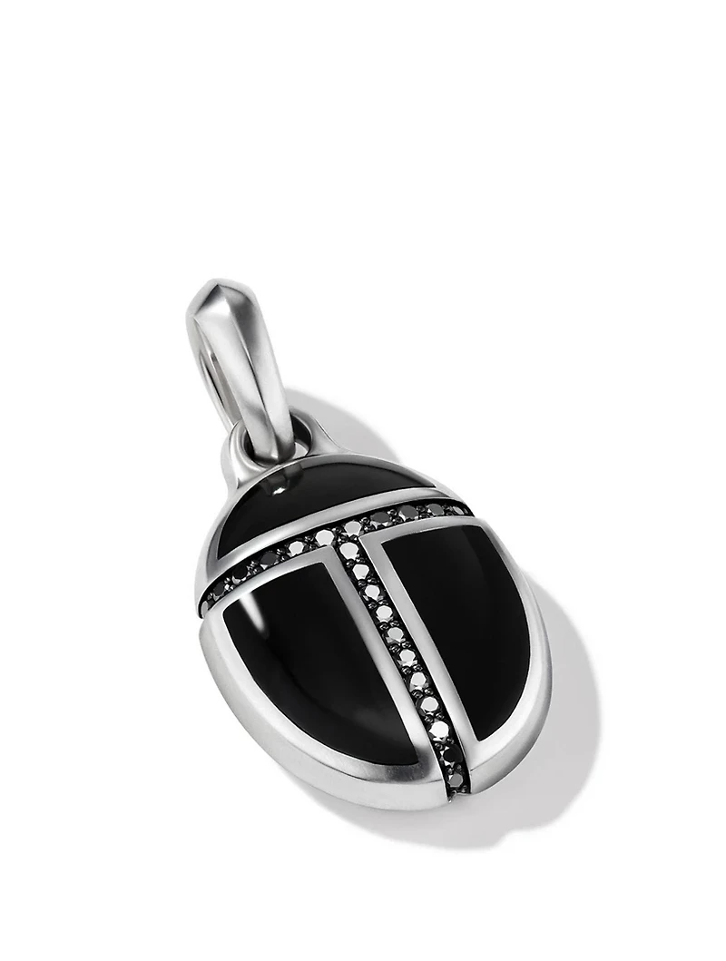 Cairo Amulet In Sterling Silver With Black Onyx And Pavé Black Diamonds
