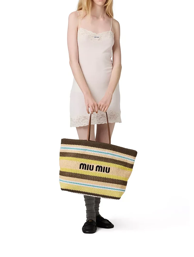 Raffia-effect Woven Tote Bag