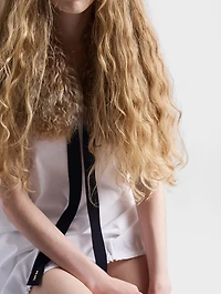 Reversible Cotton Jersey And Re-nylon Mini-dress