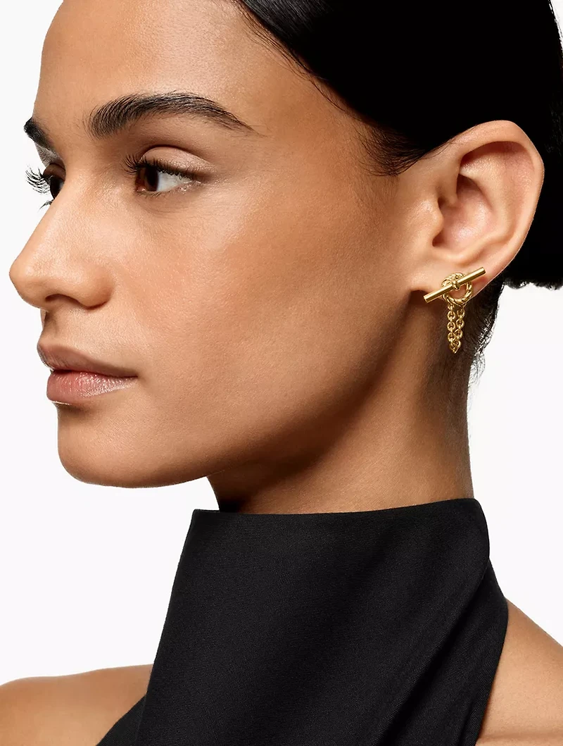 Dy Mercer® Bold Toggle Chain Stud Earrings In 18k Yellow Gold, 50.4mm