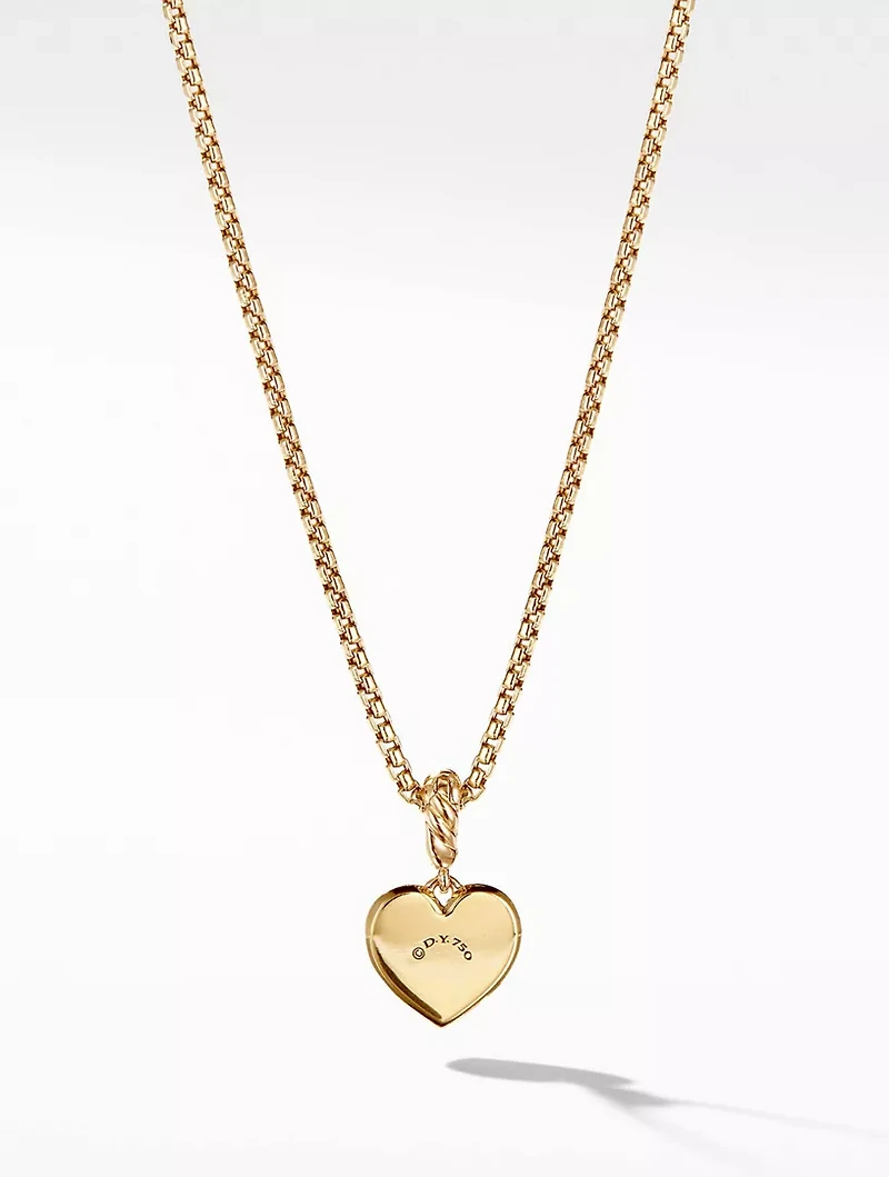 Compass Heart Amulet In 18k Yellow Gold With Center Diamond