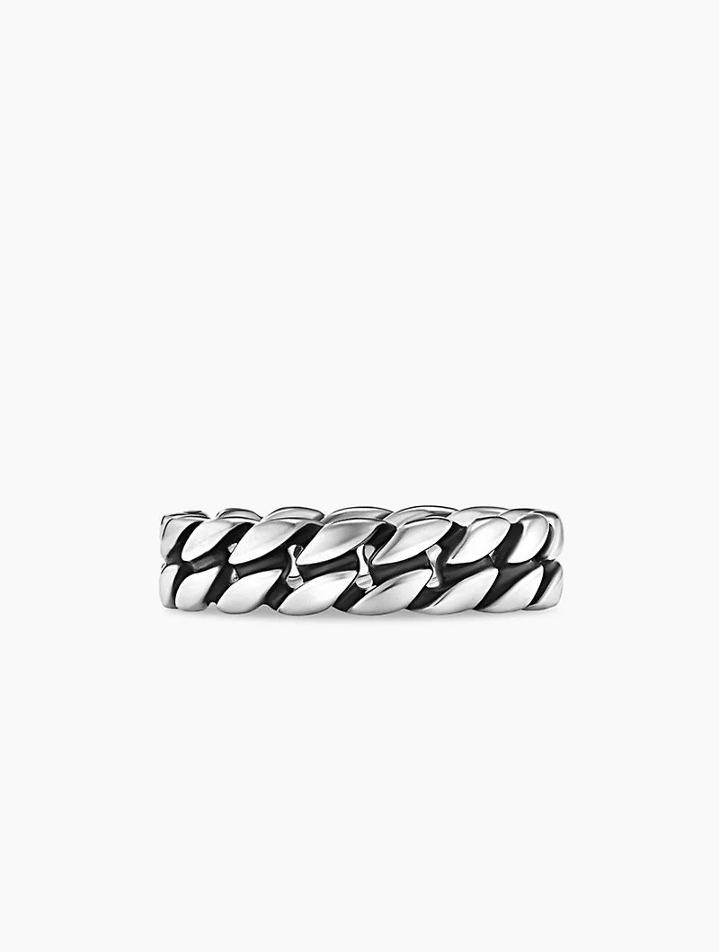 Curb Chain Band Ring Sterling Silver, 6mm