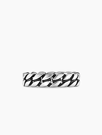 Curb Chain Band Ring Sterling Silver, 6mm