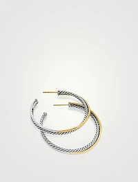 Crossover Hoop Earrings In Sterling Silver With 18k Yellow Gold, 44mm
