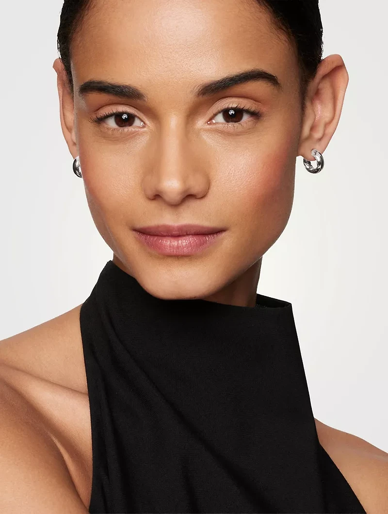Dy Mercer® Micro Hoop Earrings In Sterling Silver, 13.4mm
