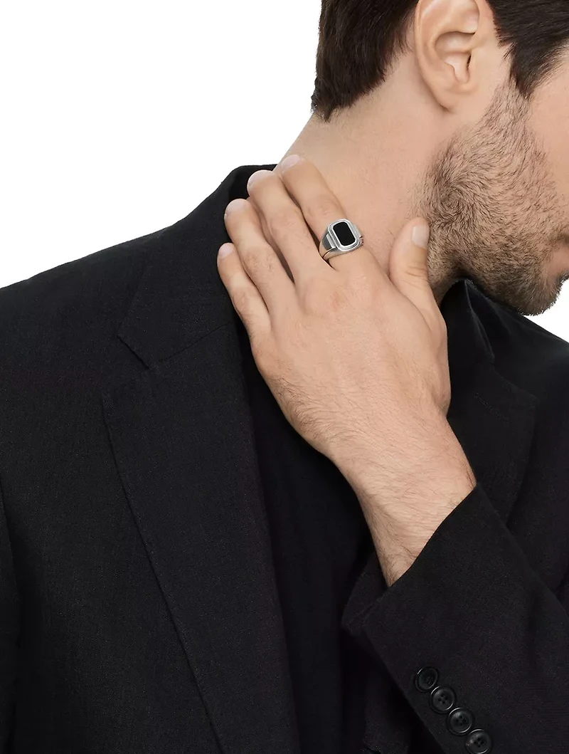 Streamline® Signet Ring Sterling Silver With Black Onyx, 18.5mm