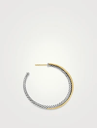 Crossover Hoop Earrings In Sterling Silver With 18k Yellow Gold, 44mm