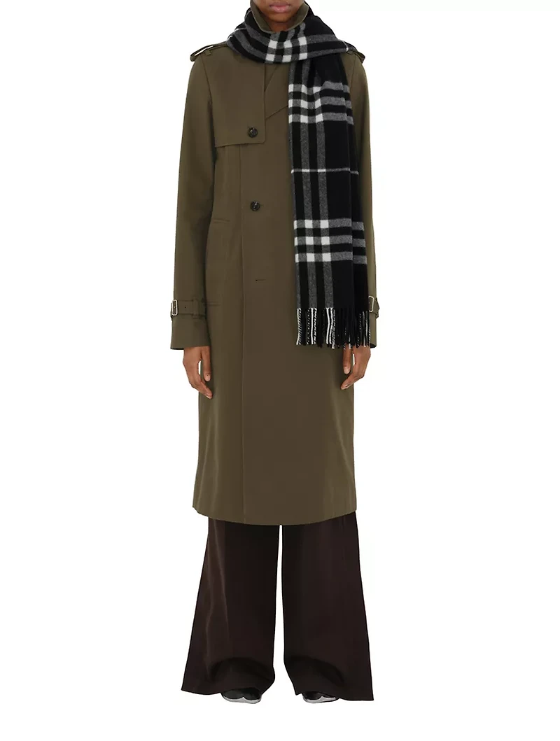 Wide Check Cashmere Scarf