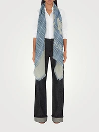 Wide Ekd Check Wool Scarf