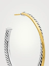 Crossover Hoop Earrings In Sterling Silver With 18k Yellow Gold, 44mm