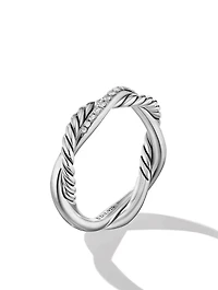 Petite Infinity Band Ring Sterling Silver With Pavé Diamonds