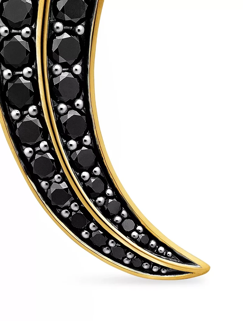 Claw Amulet In 18k Yellow Gold With Black Diamonds, 25mm