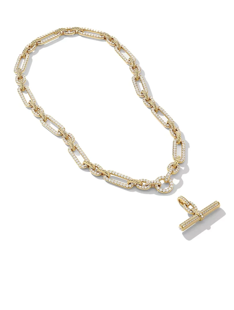 Lexington E/w Barrel Pendant In 18k Yellow Gold With Full Pavé Diamonds