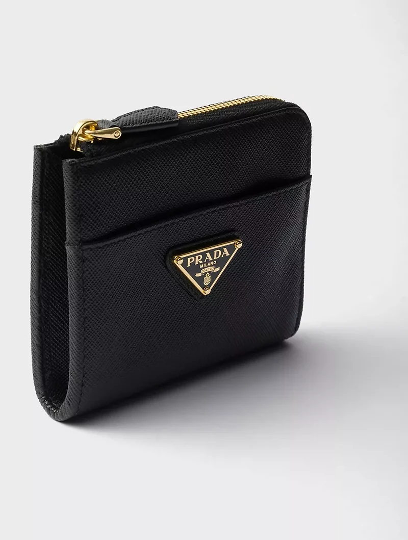 Small Saffiano Leather Zipper Wallet