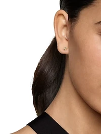 Crossover X Stud Earrings In 18k Yellow Gold With Diamonds, 6mm
