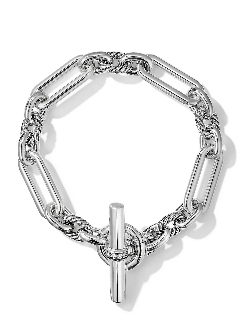 Lexington Chain Bracelet Sterling Silver With Pavé Diamonds