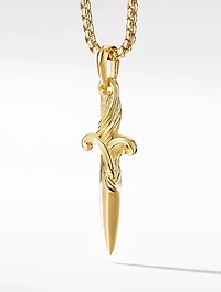 Waves Dagger Amulet In 18k Yellow Gold With Pavé Cognac Diamonds