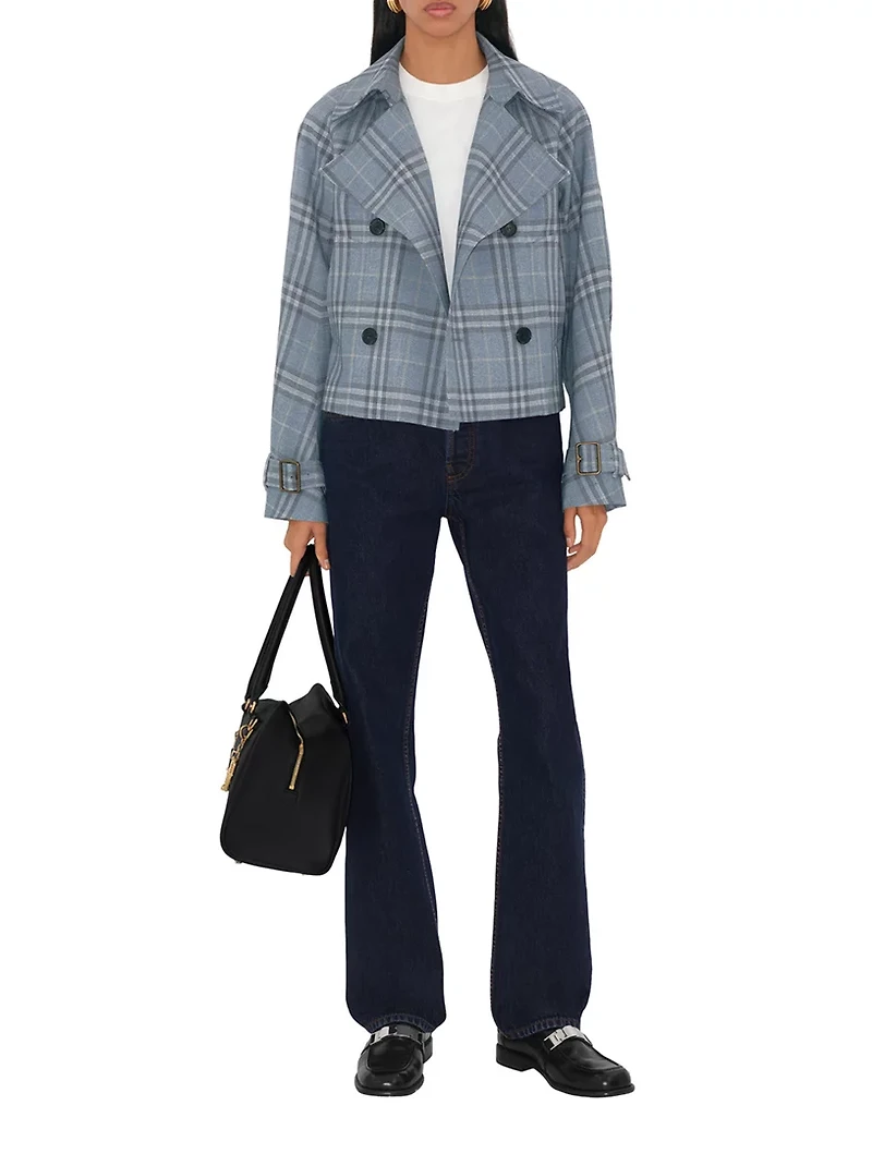 Check Silk Blend Trench Jacket