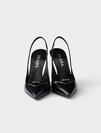 Brushed Leather Slingback Pumps
