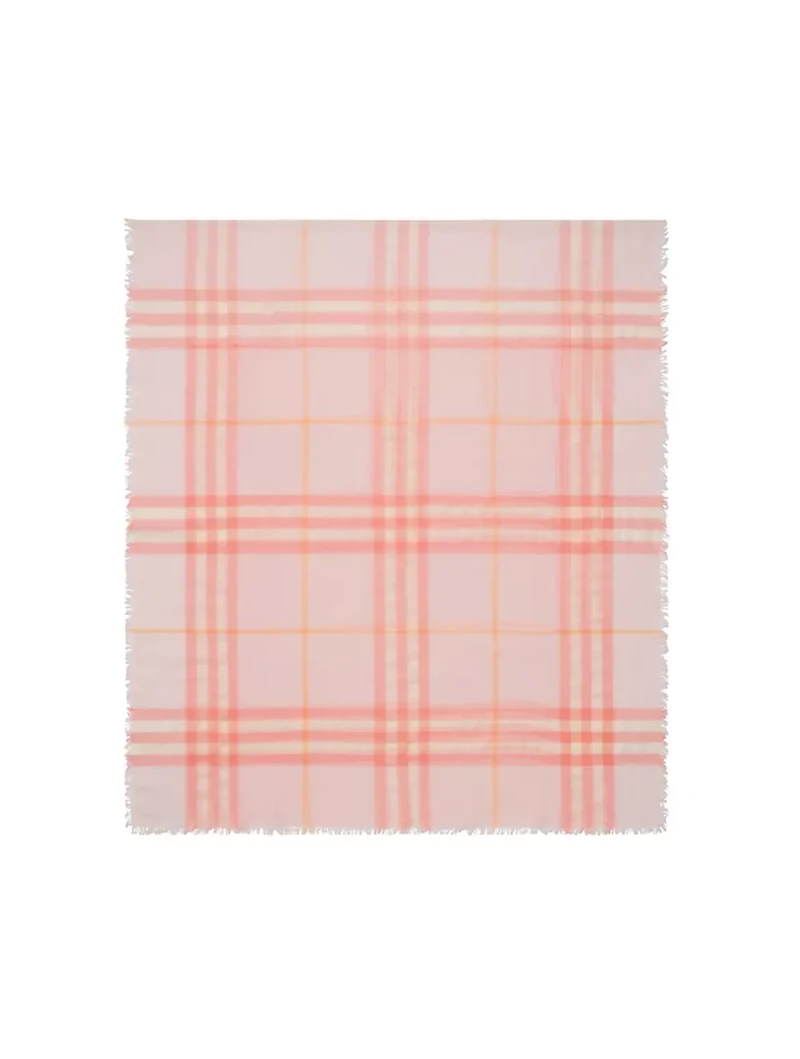 Wide Check Wool Scarf