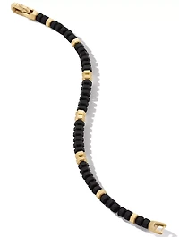 Hex Bead Bracelet With Black Onyx And 18k Yellow Gold