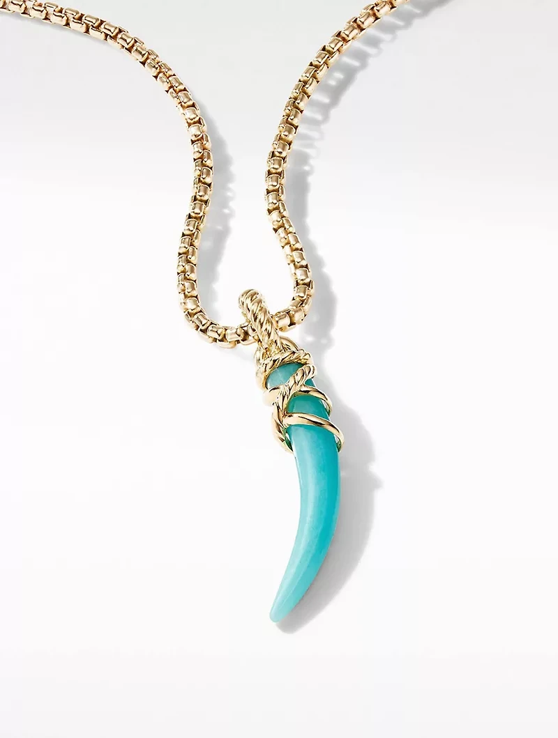 Tusk Amulet With Amazonite And 18k Yellow Gold