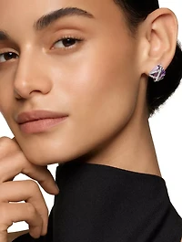 Cable Wrap Stud Earrings In Sterling Silver With Lavender Amethyst And Diamonds, 12mm