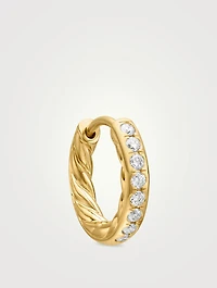 Pavé Huggie Hoop Earrings In 18k Yellow Gold With Diamonds, 13mm