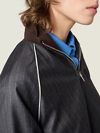 Pinstriped Zipper Blouson Jacket
