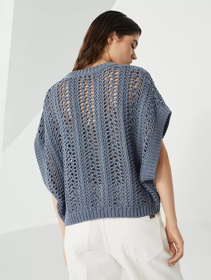Cotton Ribbed Net Sweater