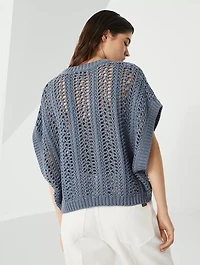 Cotton Ribbed Net Sweater