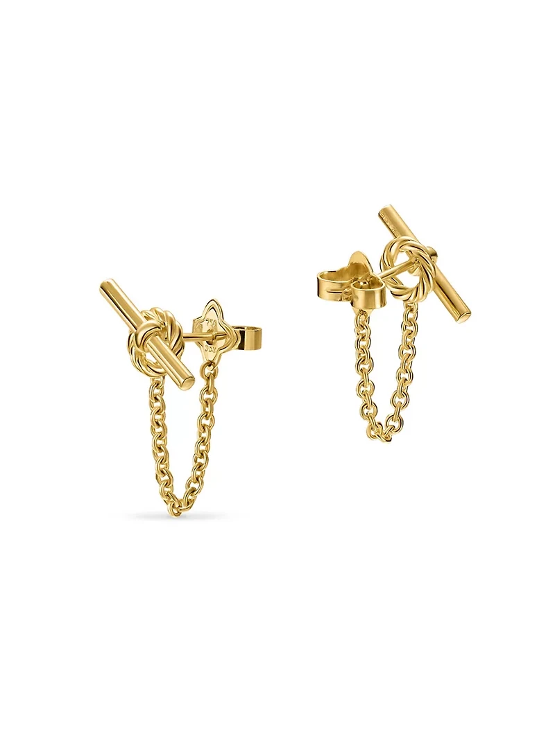 Dy Mercer® Petite Toggle Chain Stud Earrings In 18k Yellow Gold, 38.2mm