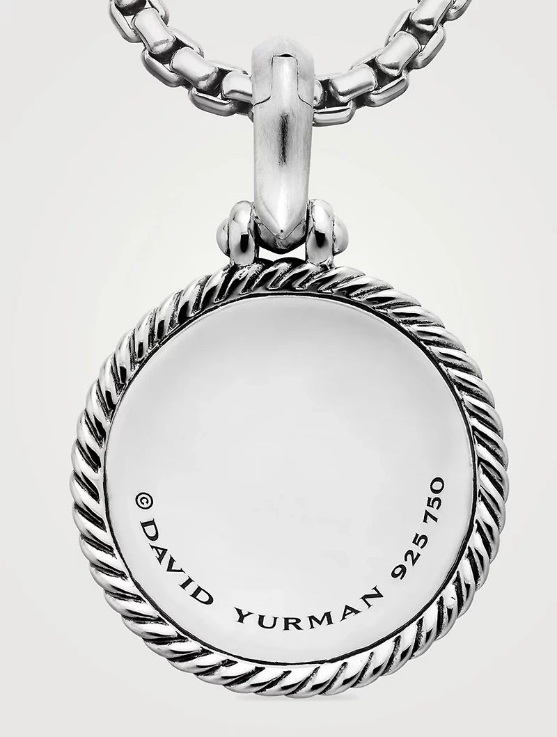 Moon And Star Amulet In Sterling Silver With 18k Yellow Gold And Diamonds, 21mm