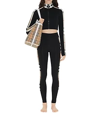 Check Trim Stretch Jersey Leggings