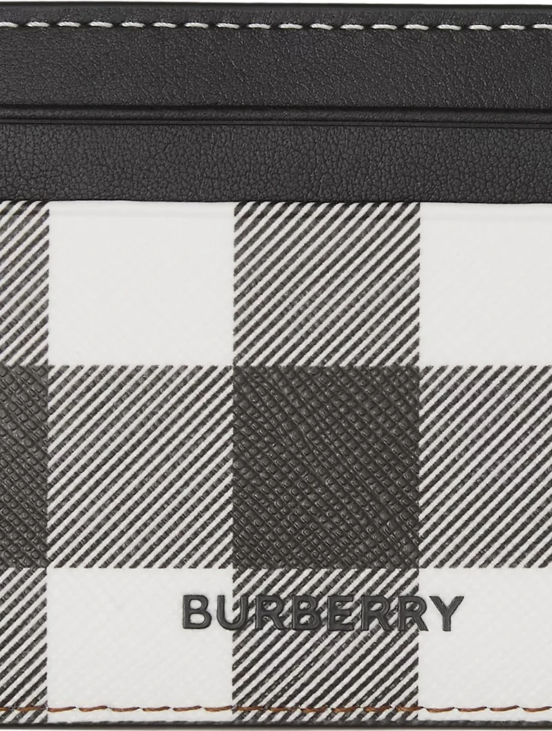 Check And Leather Card Case