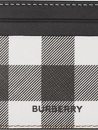 Check And Leather Card Case