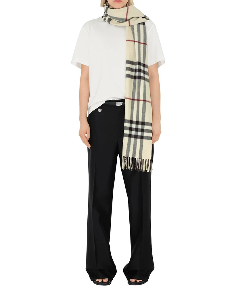 Wide Check Cashmere Scarf