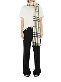 Wide Check Cashmere Scarf