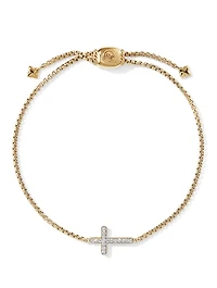 Petite Pavé Cross Chain Bracelet In 18k Yellow Gold With Diamonds
