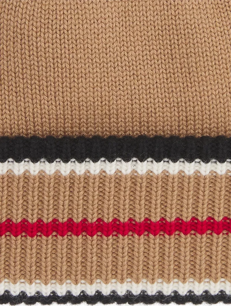 Reversible Icon Stripe Cashmere Cotton Beanie
